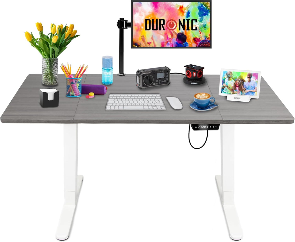 Duronic CD160 WG Escritorio eléctrico Regulable en Altura con Tablero de 160 cm Altura Regulable de 72 a 118 cm Carga máxima de 70 kg Puesto de Trabajo Regulable en Altura para Oficina y teletrabajo