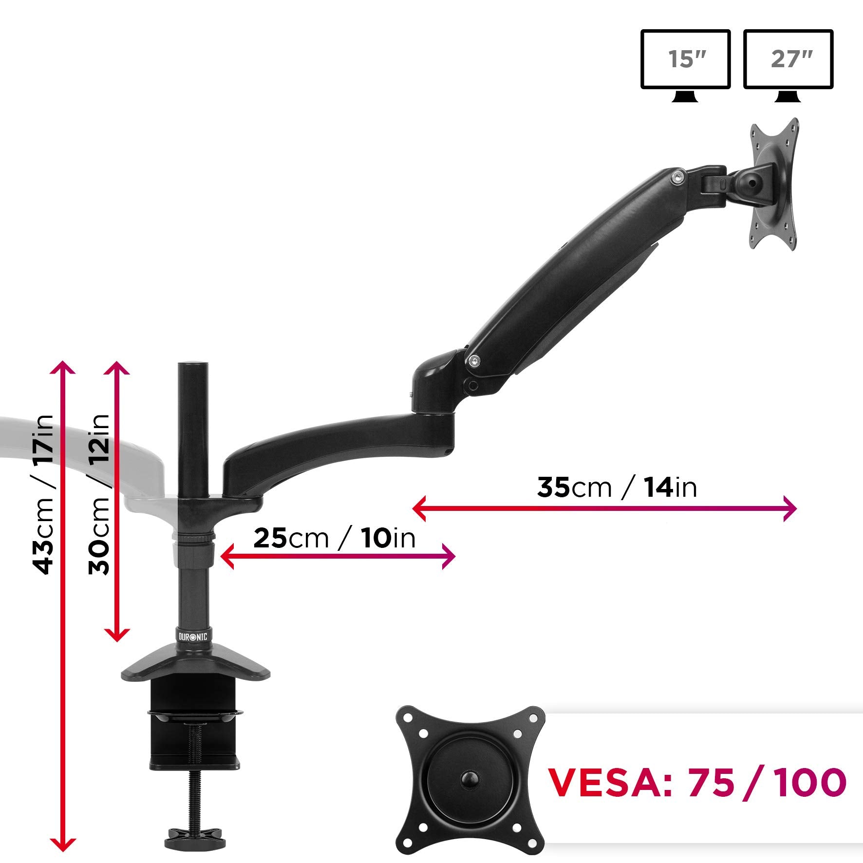 Duronic DM552 Brazo para Monitor doble para 2 pantallas 15