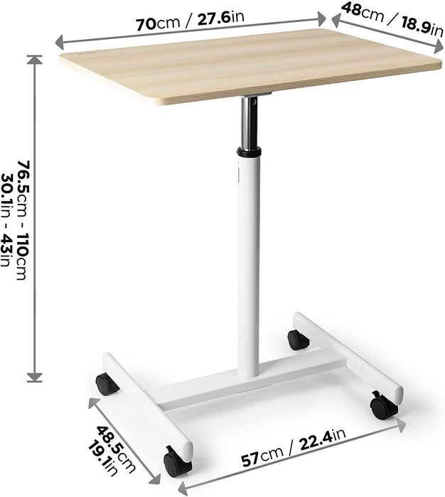 Duronic WPS67 Atril para proyector con ruedas| Hasta 10kg | 70x48cm | Altura regulable manualmente 76.5 a 110cm | Sistema de seguridad de bloqueo de ruedas | Mesa transportable | Proyector y portátil