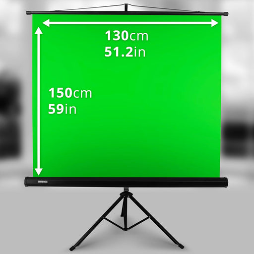 Duronic TPS13 GN Pantalla de proyector con fondo verde o croma sobre Trípode | 150 x 130 cm | Set para grabar Videos Crear Contenido Efectos Especiales Estudio de Filmación | Fácil Apertura y Cierre