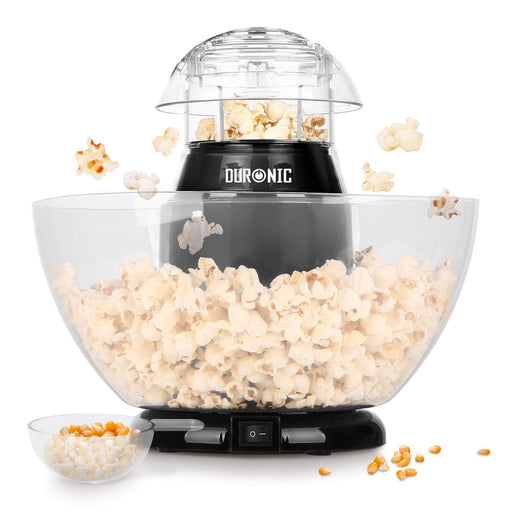 Duronic POP50 BK Máquina de Palomitas | 1200W y Preparación en 3 minutos | Cucharón medidor Sin Aceite Sistema de Cocción de Aire Caliente | Taza medidora y recipiente sin BPA incluido | Palomitero