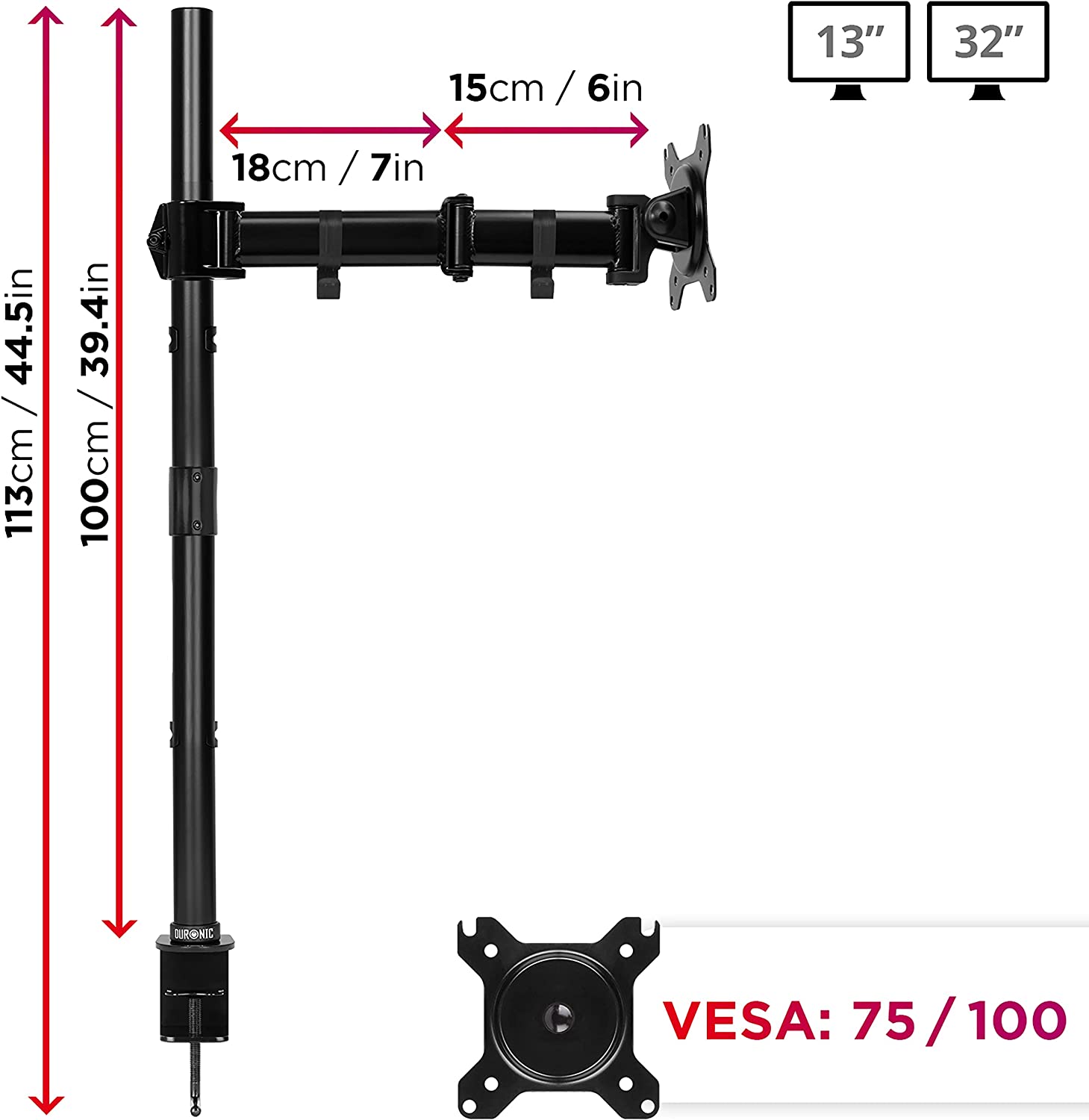 Duronic DMT251X3 BK Brazo para Monitor de 13