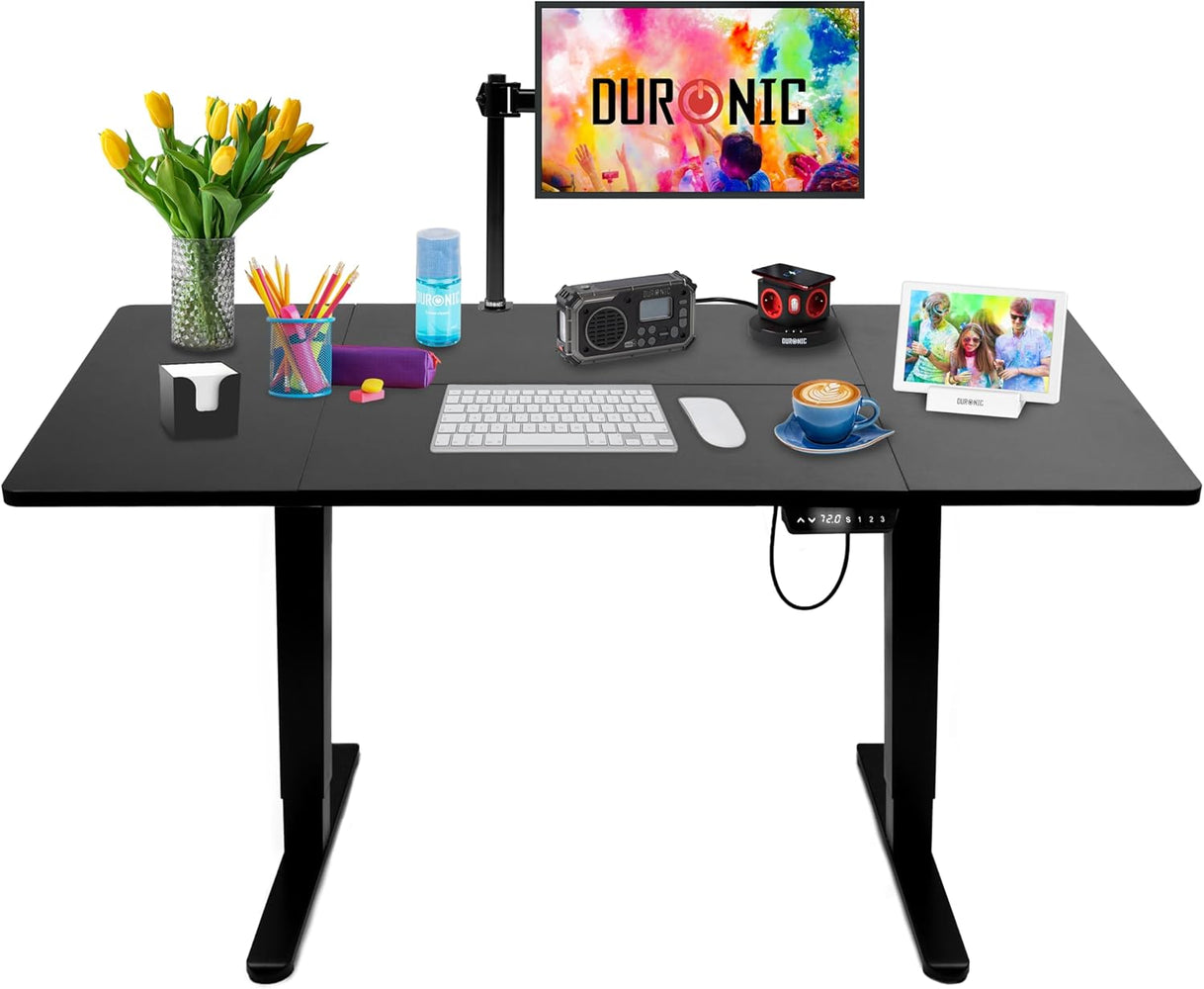 Duronic CD160 BK Escritorio eléctrico Regulable en Altura con Tablero de 160 cm Altura Regulable de 72 a 118 cm Carga máxima de 70 kg Puesto de Trabajo Regulable en Altura para Oficina y teletrabajo