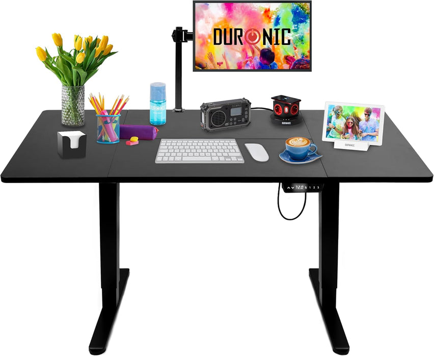 Duronic CD160 BK Escritorio eléctrico Regulable en Altura con Tablero de 160 cm Altura Regulable de 72 a 118 cm Carga máxima de 70 kg Puesto de Trabajo Regulable en Altura para Oficina y teletrabajo