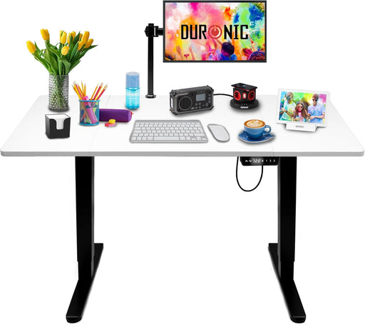 Duronic CD140 BW Escritorio eléctrico Regulable en Altura con Tablero de 140 cm Altura Regulable de 72 a 118 cm Carga máxima de 70 kg Puesto de Trabajo Regulable en Altura para Oficina y teletrabajo