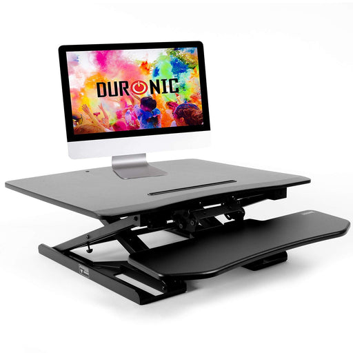 Duronic DM05D6 BK Mesa para ordenador | Escritorio Ajustable de 15 a 50cm | Superficie de 120x66cm | Hasta 15kg | Ranura y bandeja para teclado | Mesa gaming ergonómica para Monitor | De pie y sentado