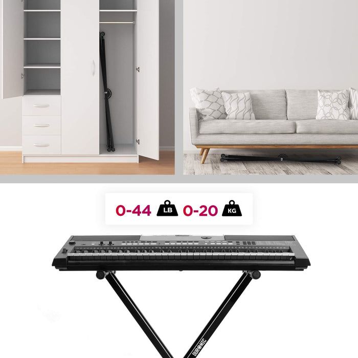 Duronic KS2B Soporte de Teclado Patas Perfil Doble | Ajustable Soporte para Piano Eléctrico con Correas y Tornillos de Fijación | Carga Máx. 30 Kg