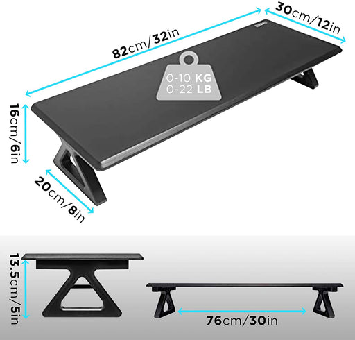 Duronic DM06 2 BK Elevador para 2 Pantallas | Superficie de 82 x 30 cm y 10 kg Patas Antideslizantes para Estabilidad | Roble envejecido| Soporte ergonómico para Oficina Escritorio Ordenador Portátil