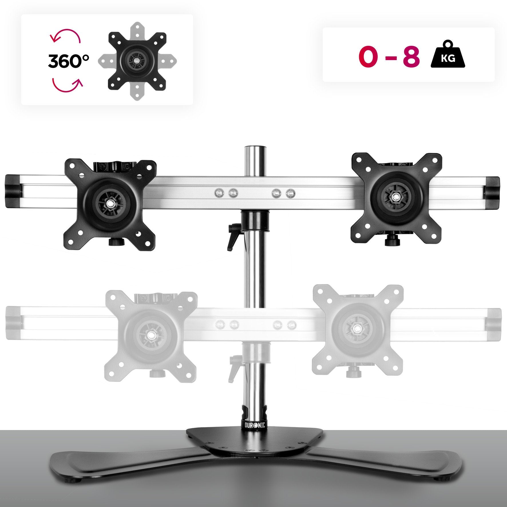 Duronic DM752 Brazo para Monitor doble 2 monitores de 15