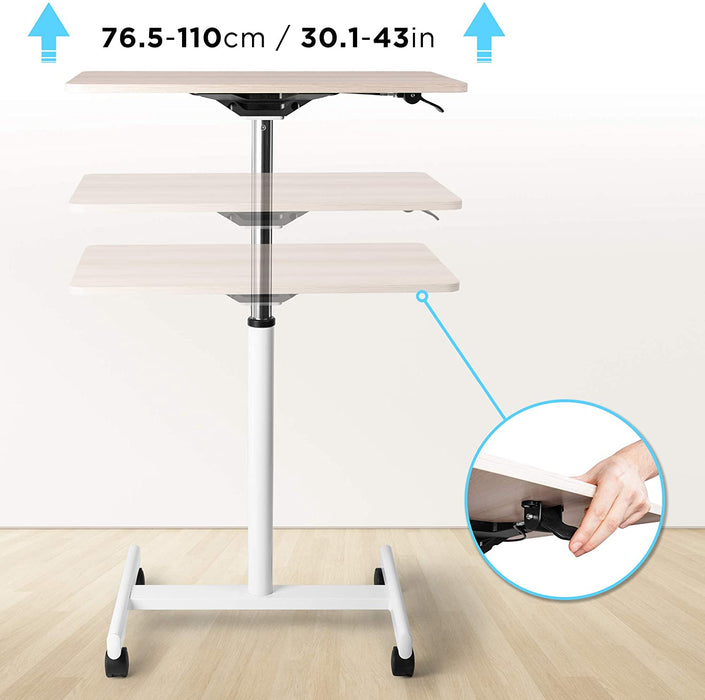 Duronic WPS67 Atril para proyector con ruedas| Hasta 10kg | 70x48cm | Altura regulable manualmente 76.5 a 110cm | Sistema de seguridad de bloqueo de ruedas | Mesa transportable | Proyector y portátil