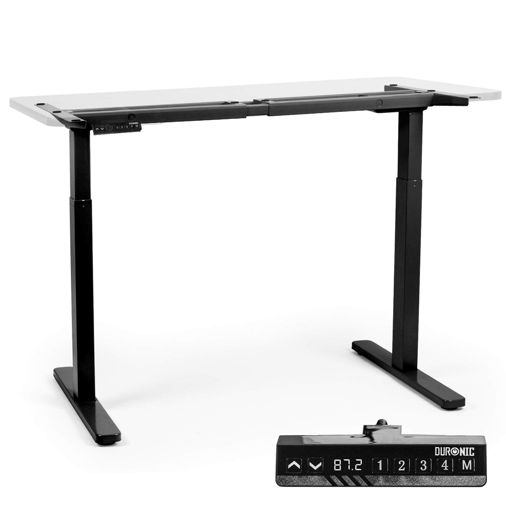 Duronic TM22 BK Escritorio de oficina para Ordenador y Portátil | Altura ajustable 71cm a 116cm 2 niveles | Función memoria y doble motor de elevación | Estación de trabajo ergonómica | Negro