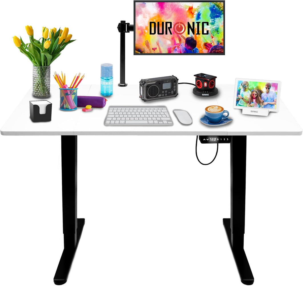 Duronic CD120 BW Escritorio eléctrico regulable 72-118 cm con tablero 120 x 60 cm y patas con altura regulable Max.70 kg Escritorio elevable eléctrico, Puesto de trabajo ideal para casa y teletrabajo