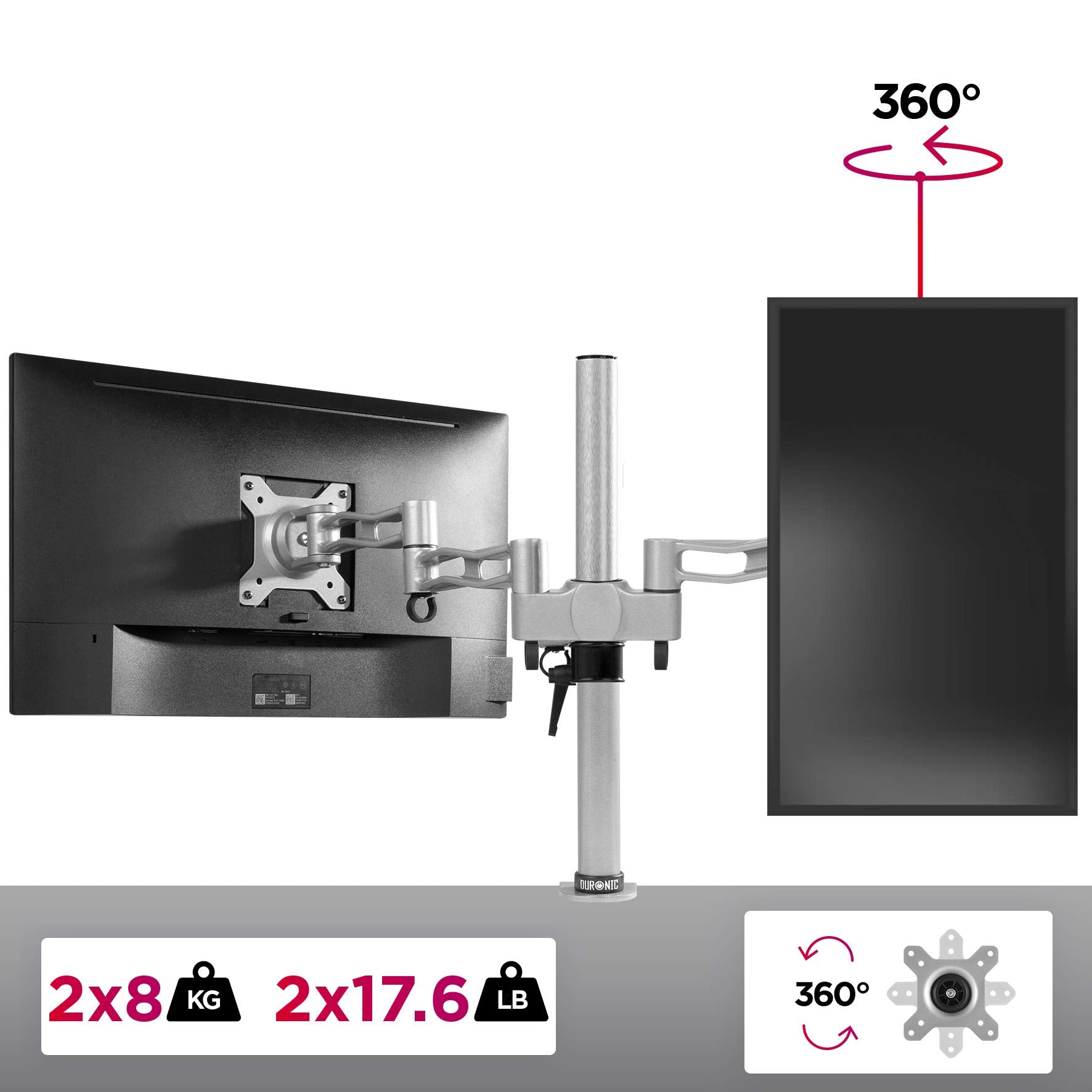 Duronic DM352 SR Brazo para Monitor doble de 13