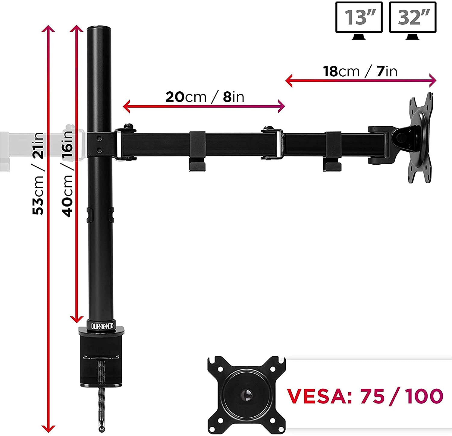 Duronic DM152 Brazo para Monitor para 2 Pantallas de 13 a 27