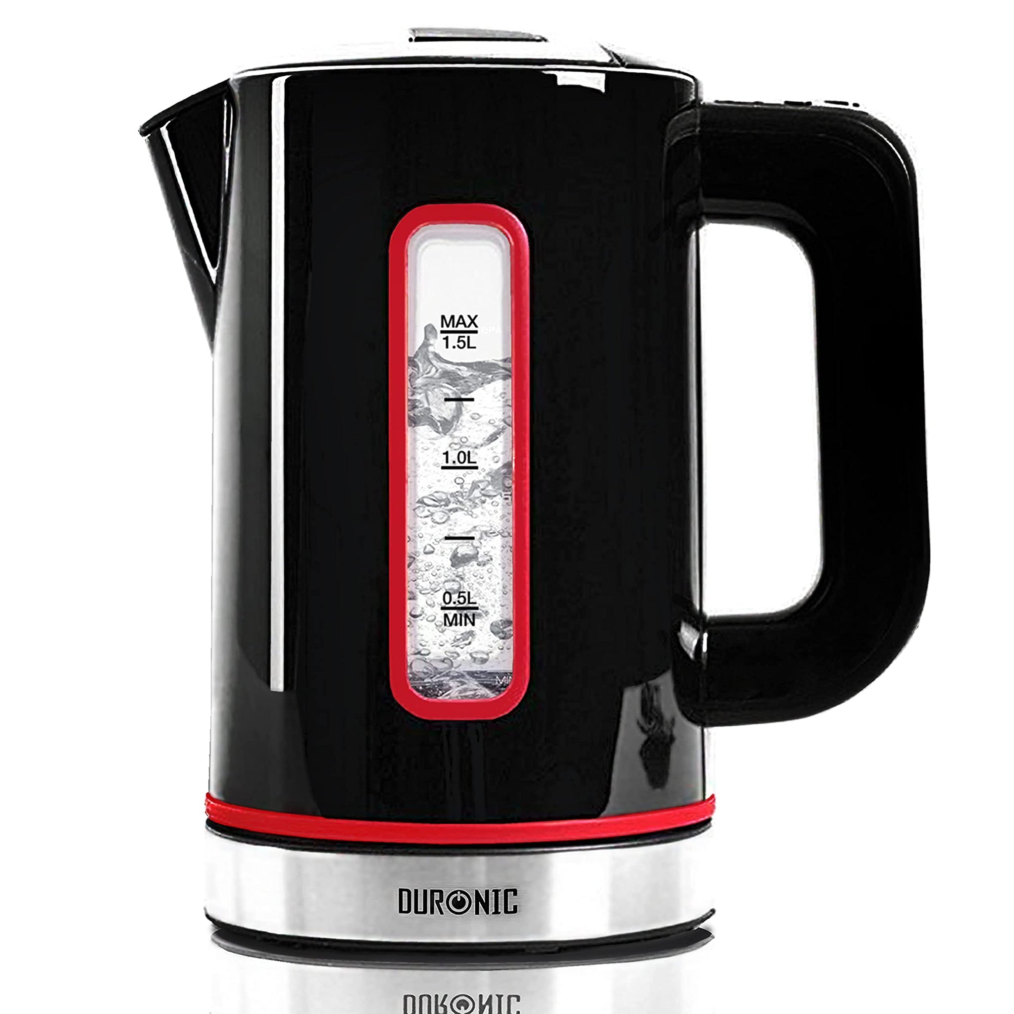 Duronic EK30 BK Hervidor de Agua Eléctrico 3000W de 1.5 L | Temperatura Regulable 40° 60° 80° y 100° C | Libre de BPA y Filtro Antical | Mantiene el Agua Caliente | Color negro