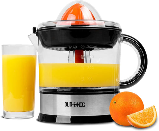 Duronic JE407 Exprimidor de Naranjas Eléctrico 40W, Depósito 700ml BPA Free, Apto Lavavajillas, Doble Giro, Cubierta antipolvo, 2 tamaños de Cono, Exprimidor electrico, Exprimidor Naranjas Automático