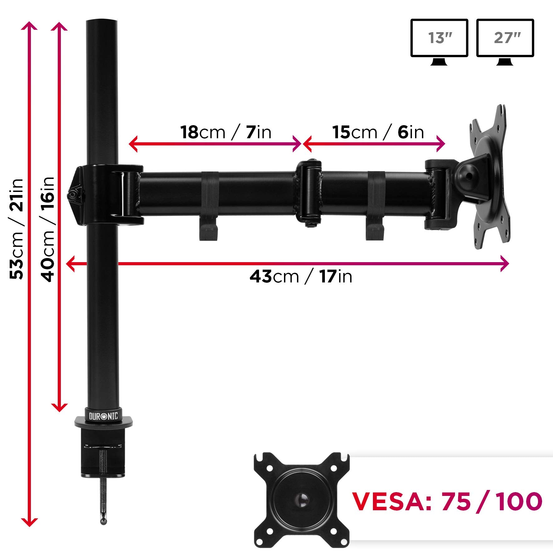 Duronic DM251X3 BK Brazo para Monitor de 13