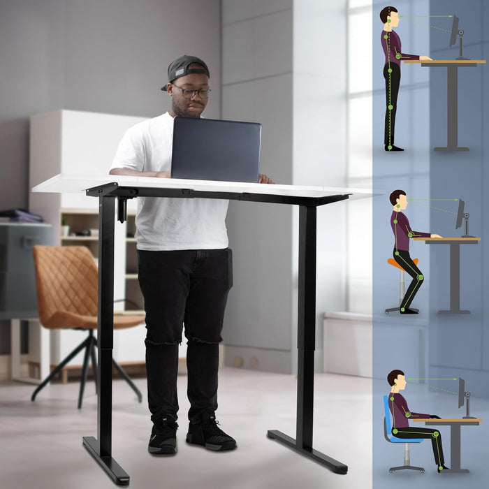 Duronic CD160 BW Escritorio eléctrico Regulable en Altura con Tablero de 160 cm Altura Regulable de 72 a 118 cm Carga máxima de 70 kg Puesto de Trabajo Regulable en Altura para Oficina y teletrabajo