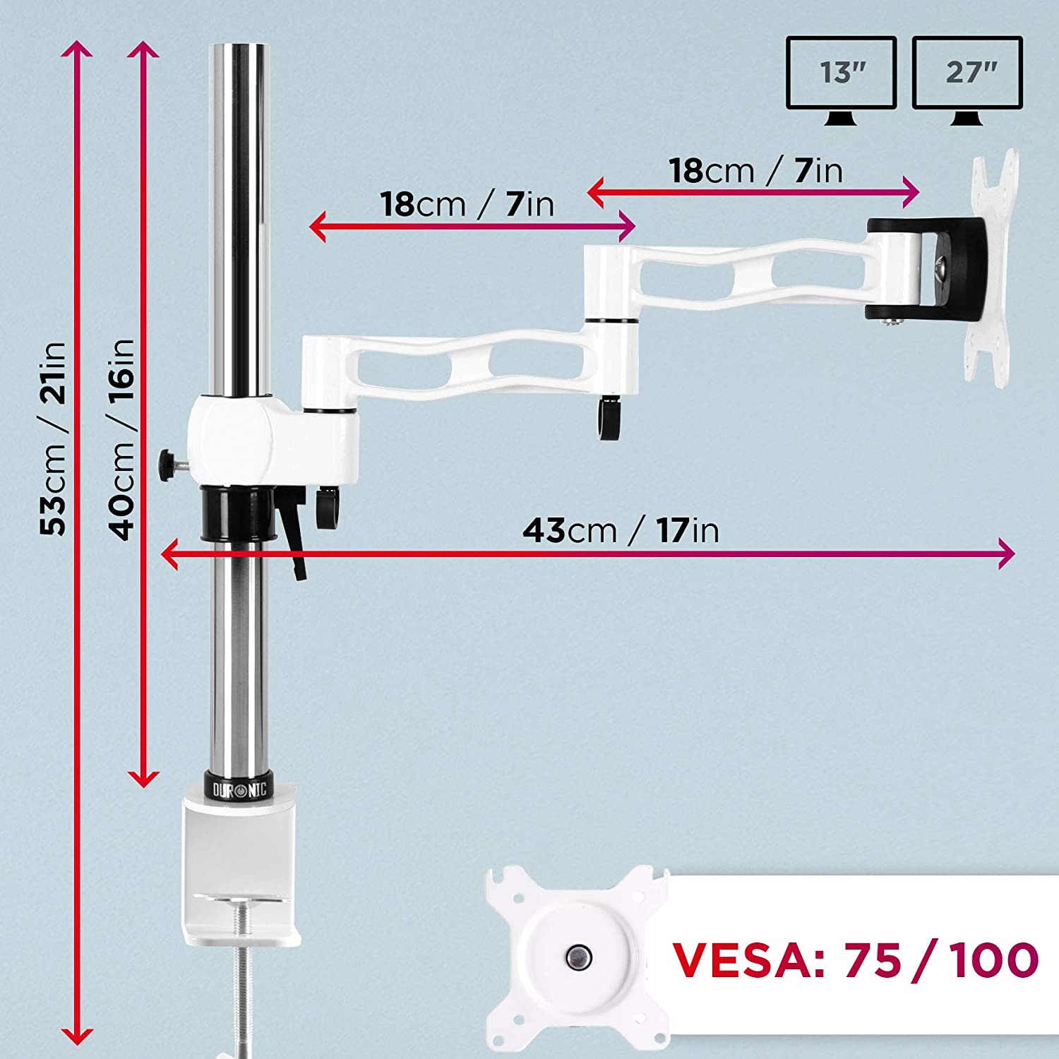 Duronic DM351X3 WE Brazo para Monitor de 13