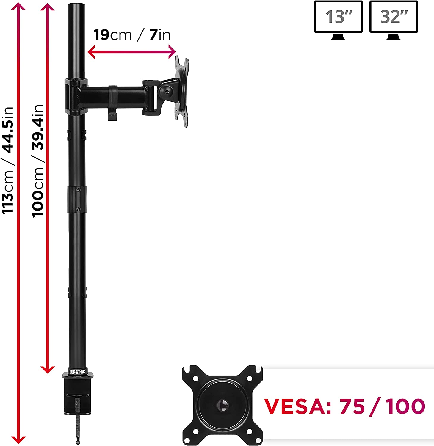 Duronic DMT251X2 BK Brazo para Monitor de 13