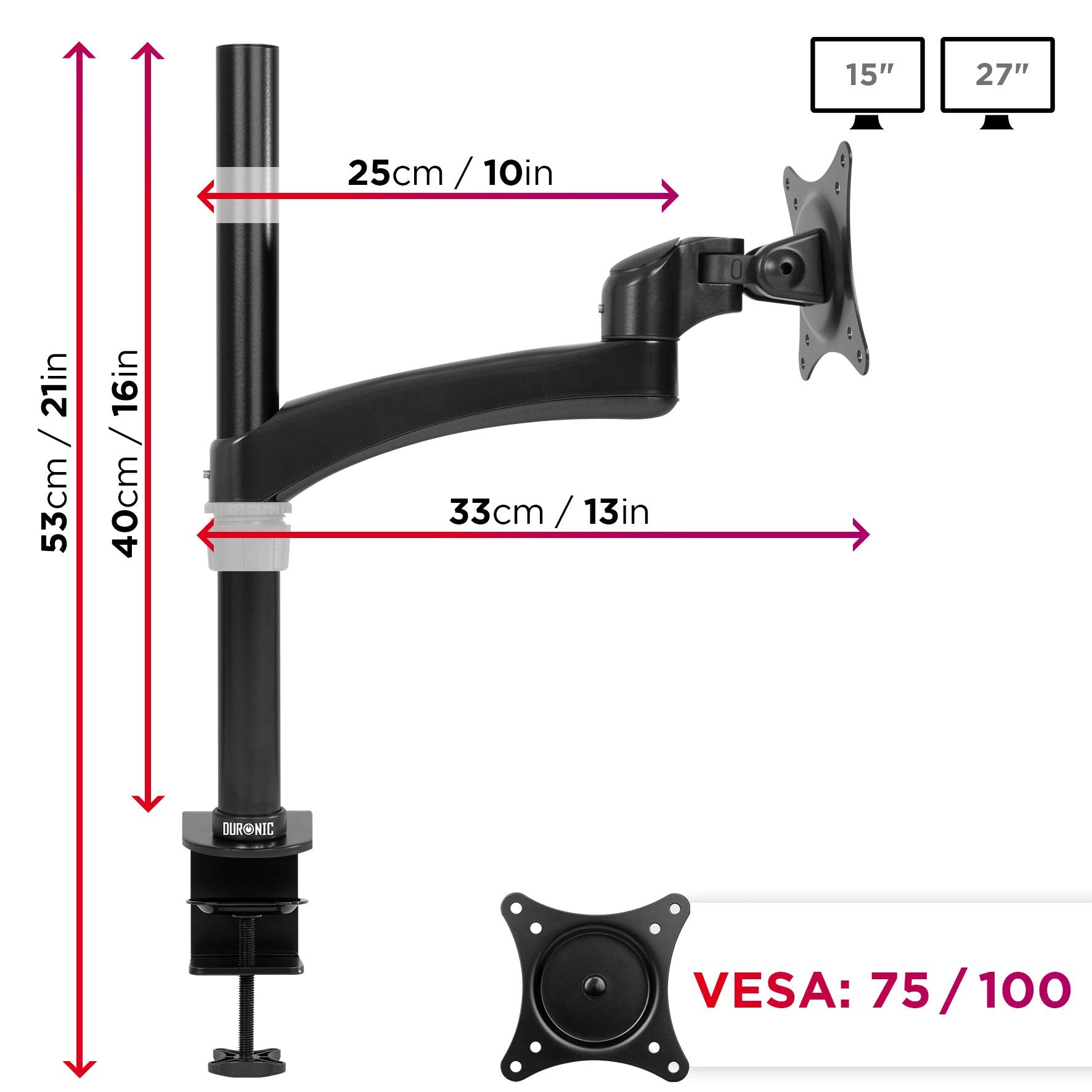 Duronic DM451X2 BK Brazo para Monitor de 15