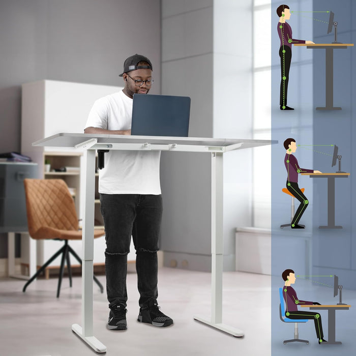 Duronic CD140 WG Escritorio eléctrico Regulable en Altura con Tablero de 140 cm Altura Regulable de 72 a 118 cm Carga máxima de 70 kg Puesto de Trabajo Regulable en Altura para Oficina y teletrabajo