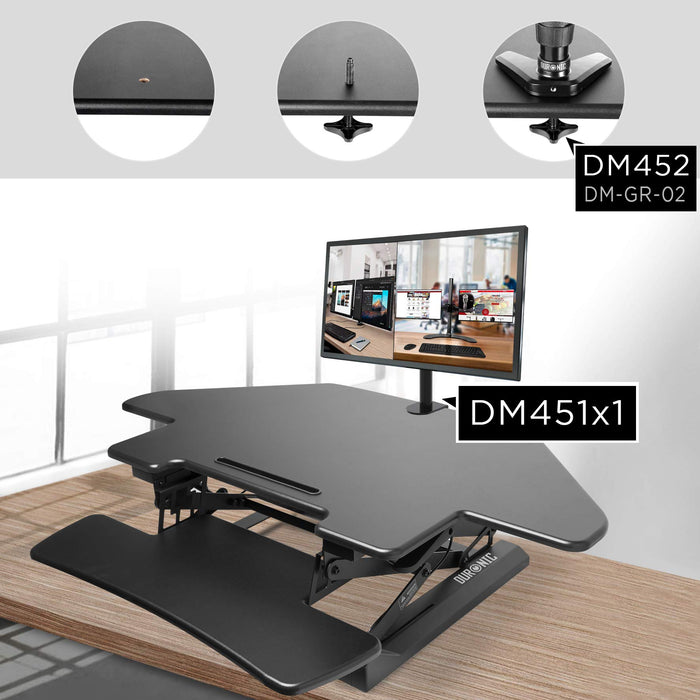 Duronic DM05D5 BK Mesa para ordenador | Escritorio Ajustable de 15 a 50cm | Superficie de 120x66cm | Hasta 15kg | Ranura y bandeja para teclado | Mesa gaming ergonómica para Monitor | De pie y sentado