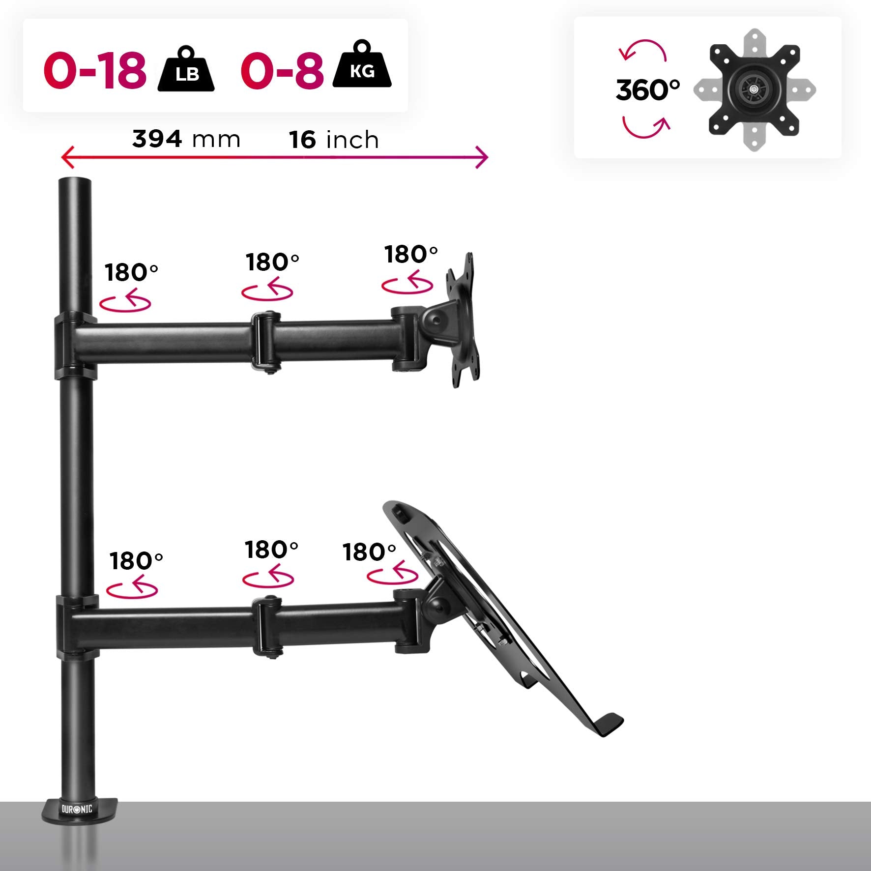 Duronic DM25L1X1 BK Brazo para Monitor de 13