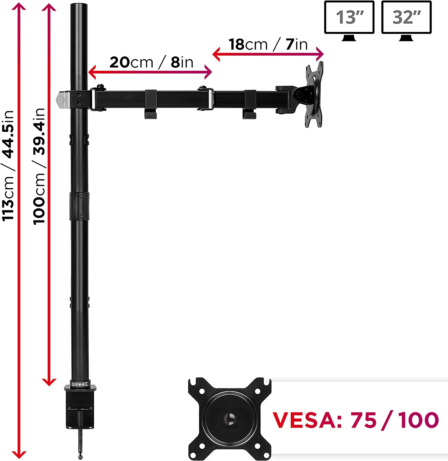 Duronic DMT151X3 Brazo para Monitor | para Pantalla de 13 a 32