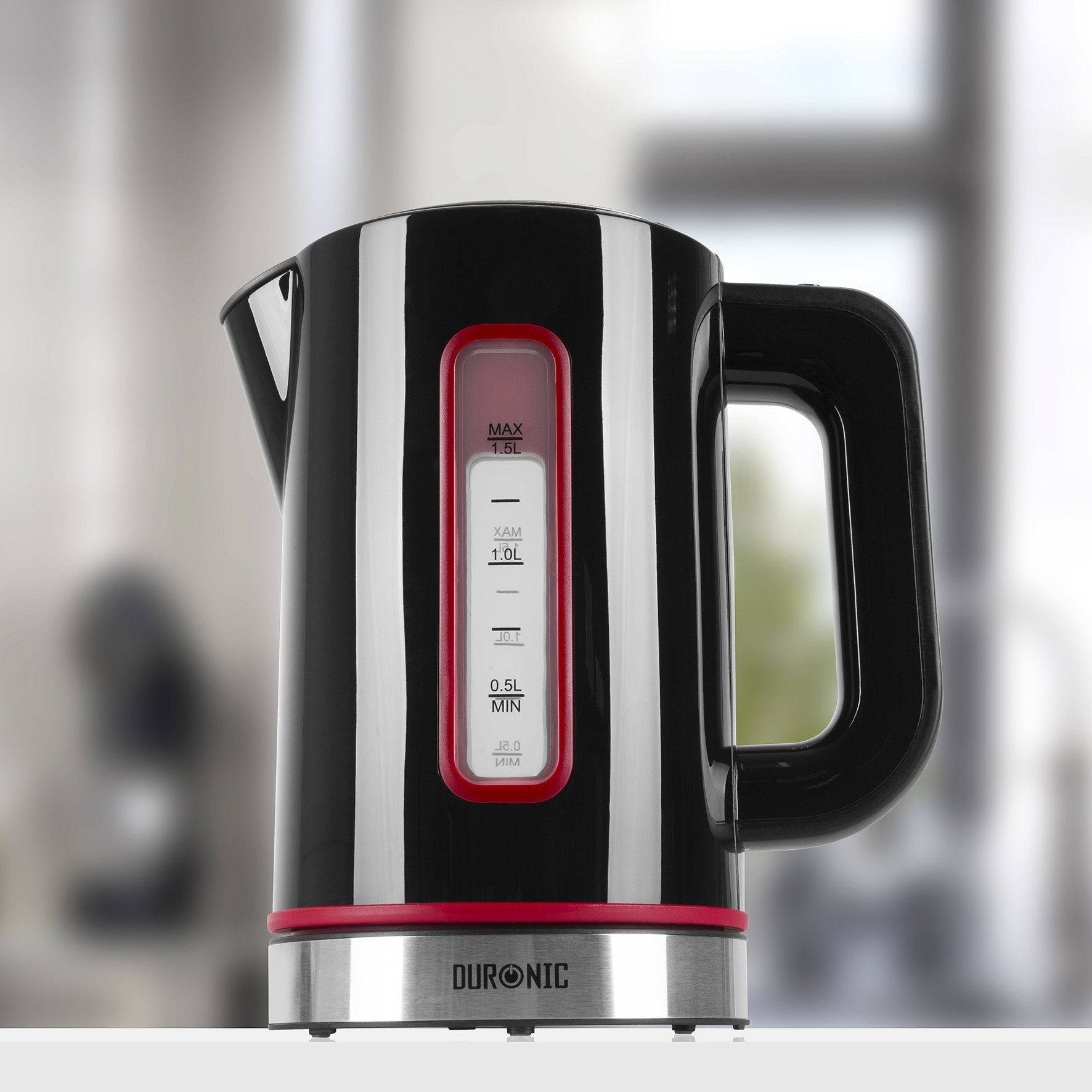 Duronic EK30 BK Hervidor de Agua Eléctrico 3000W de 1.5 L | Temperatura Regulable 40° 60° 80° y 100° C | Libre de BPA y Filtro Antical | Mantiene el Agua Caliente | Color negro