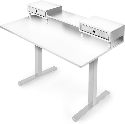 Duronic DD1 WE Tablero con 2 cajones para escritorio de 120 cm | Patas no inluidas | Medidas 120 x 60 x 17 cm | Ideal para puesto de trabajo regulable en altura | Escritorio sit-stand | Color blanco