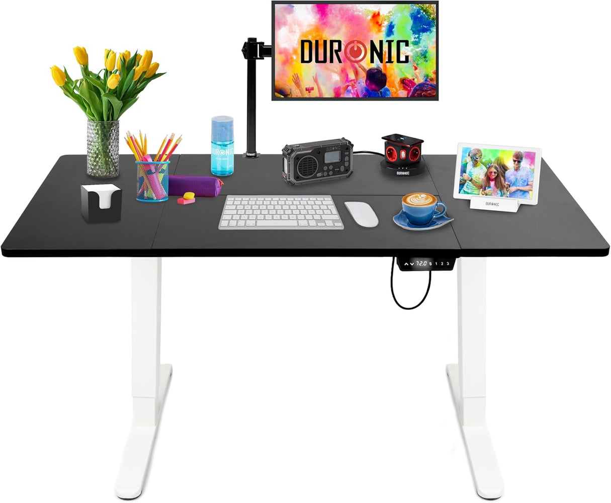 Duronic CD160 WK Escritorio eléctrico Regulable en Altura con Tablero de 160 cm Altura Regulable de 72 a 118 cm Carga máxima de 70 kg Puesto de Trabajo Regulable en Altura para Oficina y teletrabajo