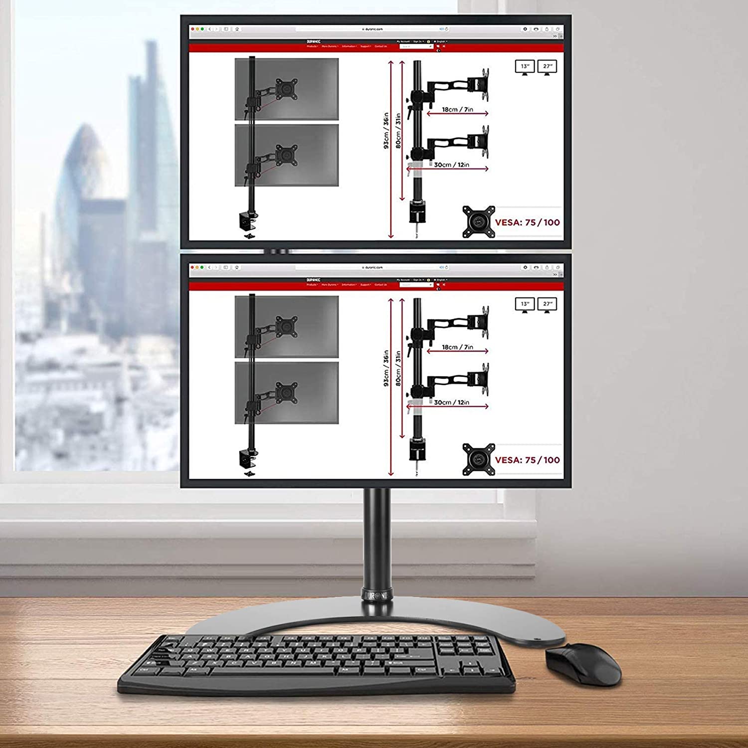 Duronic DM15D2V2 Brazo para Monitor para 2 pantallas de 13 a 32