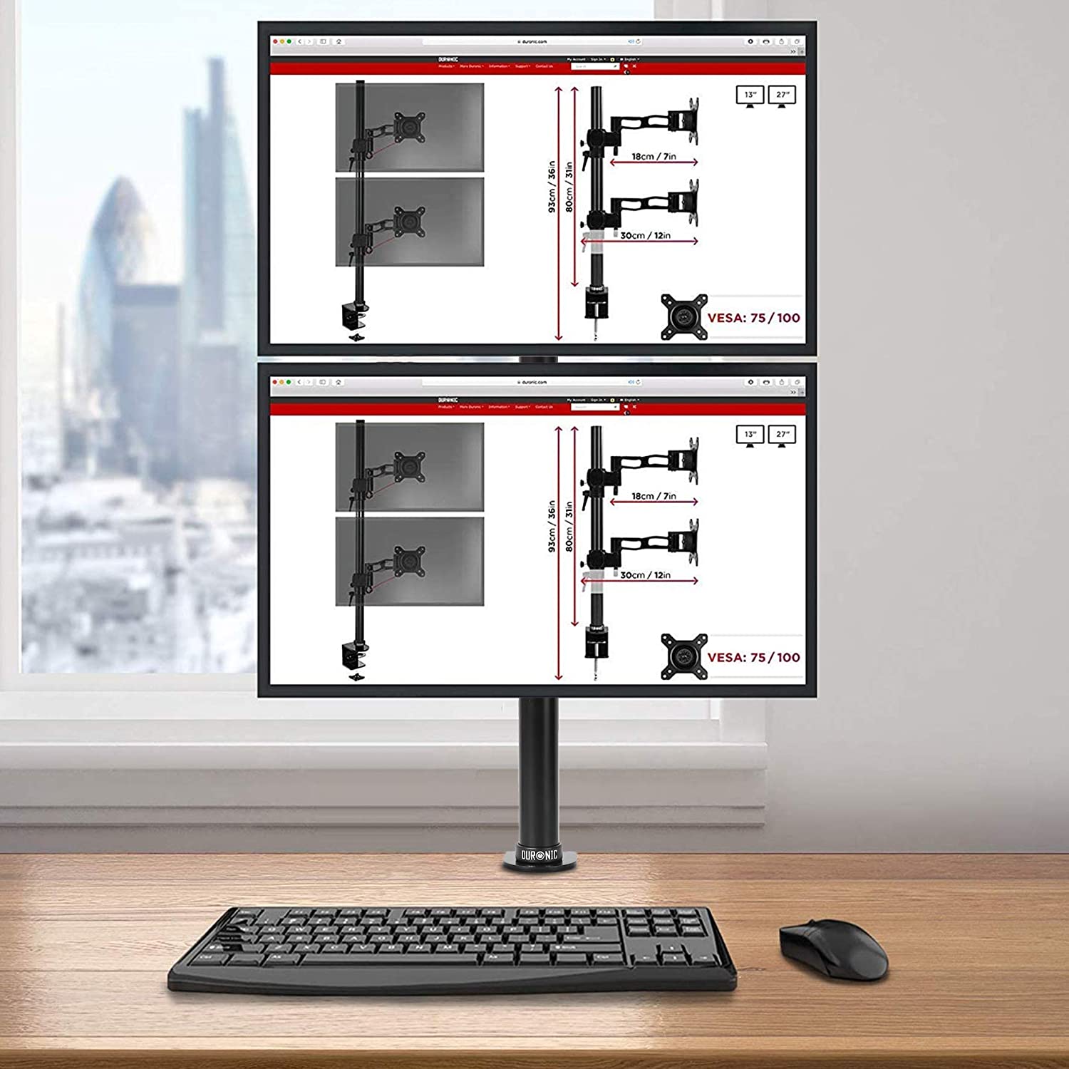 Duronic DM15V2 Brazo para Monitor para 2 pantallas de 13 a 32