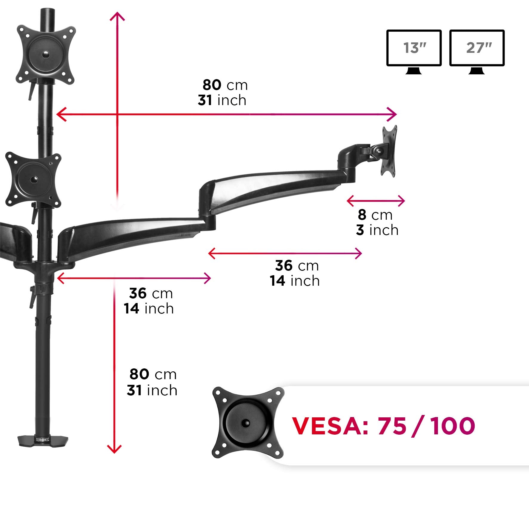 Duronic DM453VX1 Brazo para monitor de 13