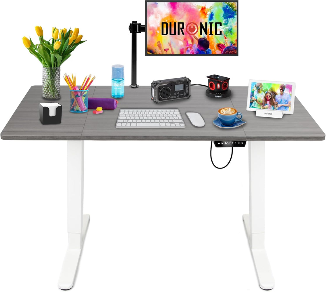 Duronic CD140 WG Escritorio eléctrico Regulable en Altura con Tablero de 140 cm Altura Regulable de 72 a 118 cm Carga máxima de 70 kg Puesto de Trabajo Regulable en Altura para Oficina y teletrabajo