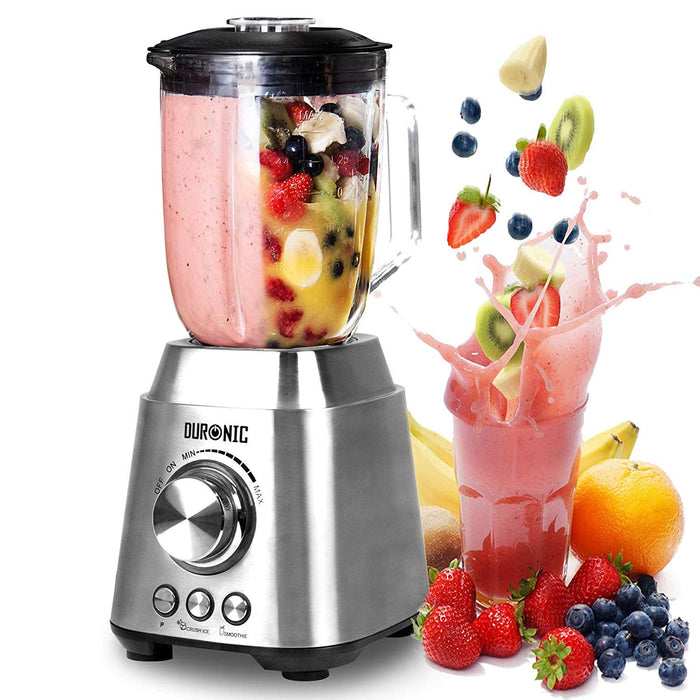 Duronic BL102 Batidora de vaso de 1000W y Jarra cristal de 1.5L | Cuchillas Desmontables | 3 Funciones Pulse Picar Hielo y Smoothie | Prepare sanos Smoothies Batidos Salsas y Gazpachos en 50 segundos