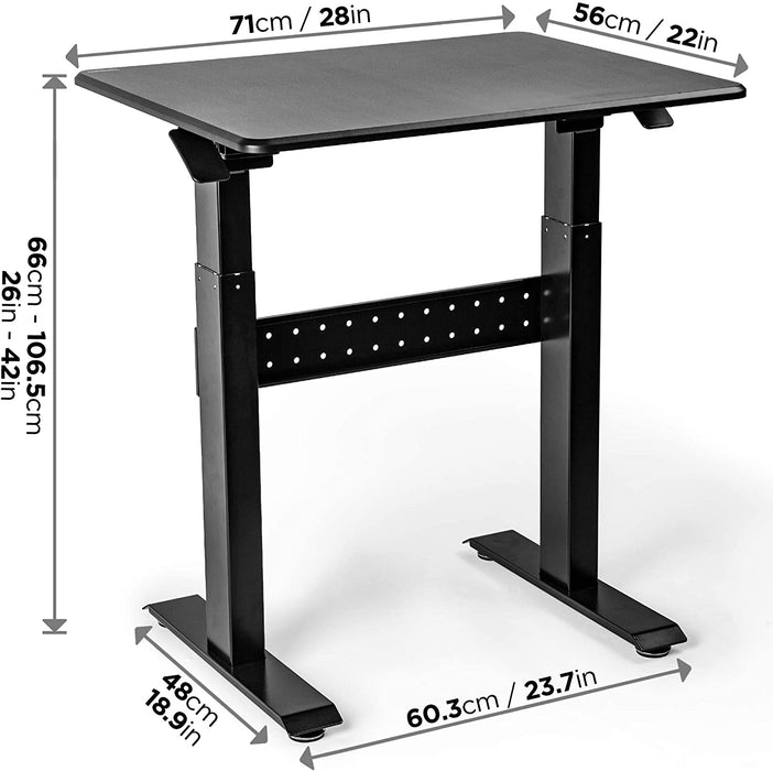 Duronic TM04F Escritorio con Altura Ajustable Manual 28 a 73cm | Hasta 10 kg | Con ruedas y Transportable | Plataforma de 71x56cm | Patas con almohadillas estabilizadoras | Trabajar de pie y sentado