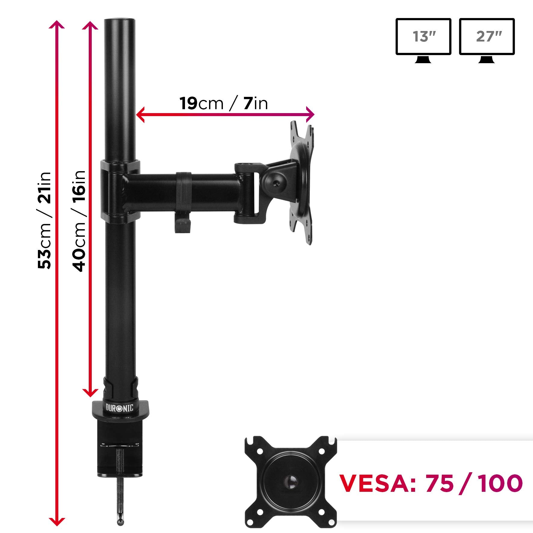 Duronic DM251X2 BK Brazo para Monitor de 13