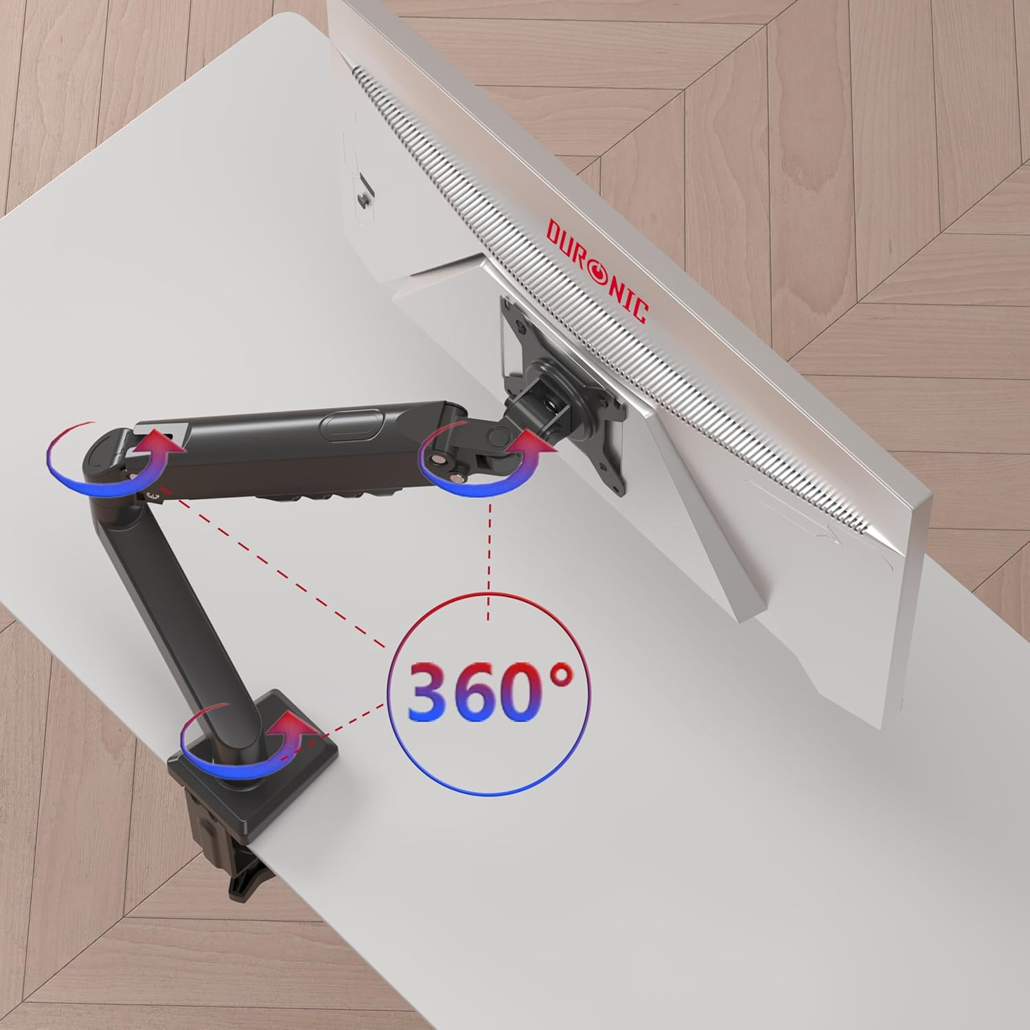 Duronic DM6A1 Brazo para Monitor de Ordenador Soporte para monitores de 13 a 32 Pulgadas VESA 75 100 Carga máxima 9 kg Rotación de 360° Brazo con Resorte de Gas