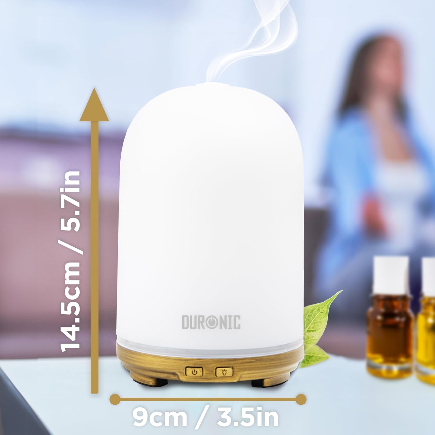 Duronic AD11 Difusor Aromas USB portátil, Brumizador aceites Esenciales, Purificador Aire Natural, Humidificador aromaterapia. Hogar Bienestar Relajación Descanso Perfume