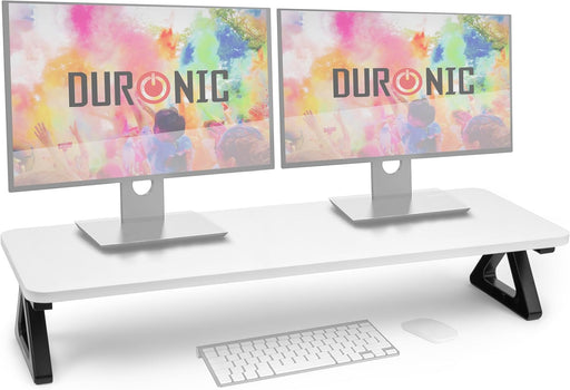 Duronic DM06-2 We Elevador para 2 Pantallas Superficie de 82 x 30 cm y 10 kg Patas Antideslizantes para Estabilidad Soporte ergonómico para Oficina Escritorio Ordenador Portátil Color Blanco