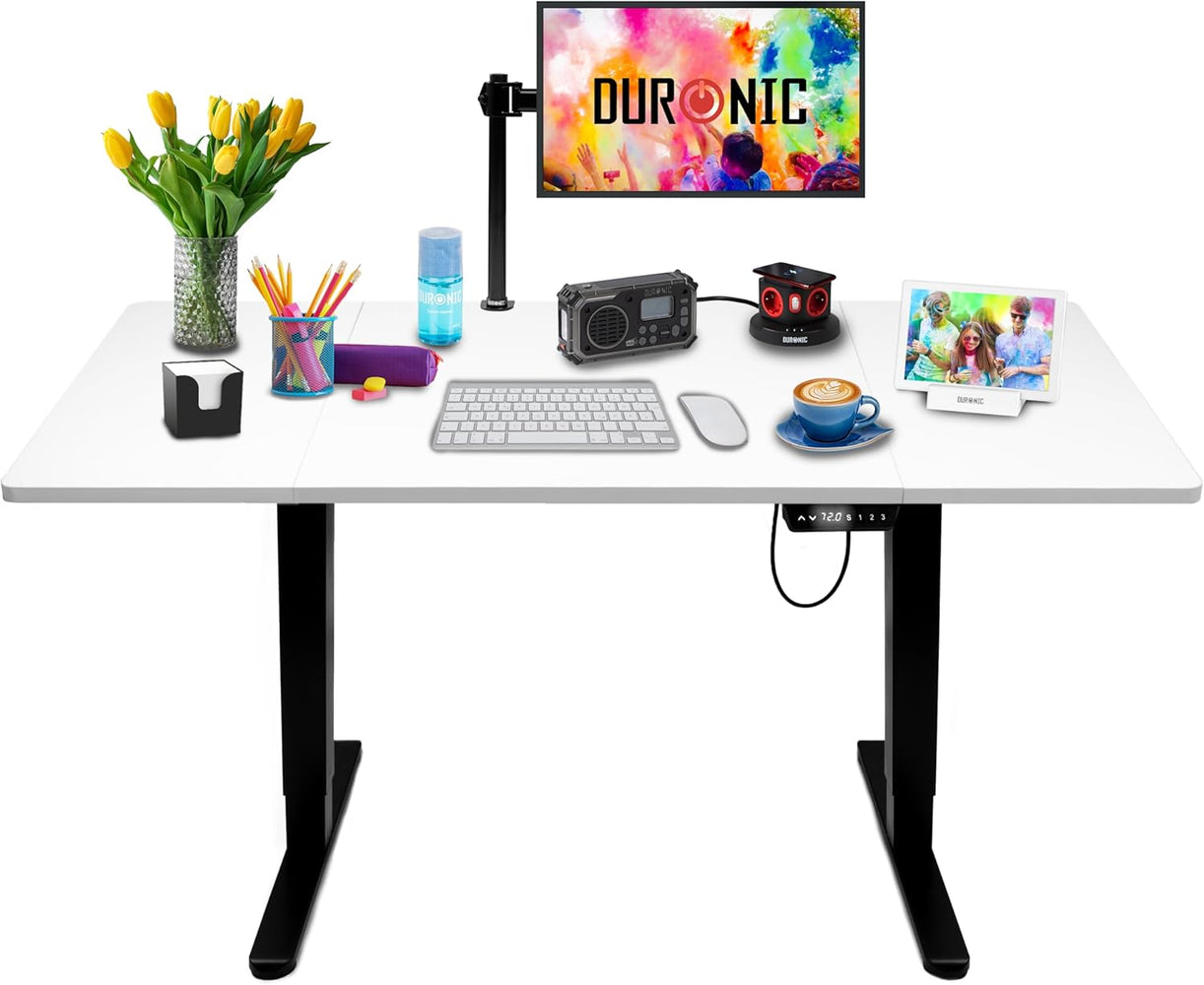 Duronic CD160 BW Escritorio eléctrico Regulable en Altura con Tablero de 160 cm Altura Regulable de 72 a 118 cm Carga máxima de 70 kg Puesto de Trabajo Regulable en Altura para Oficina y teletrabajo
