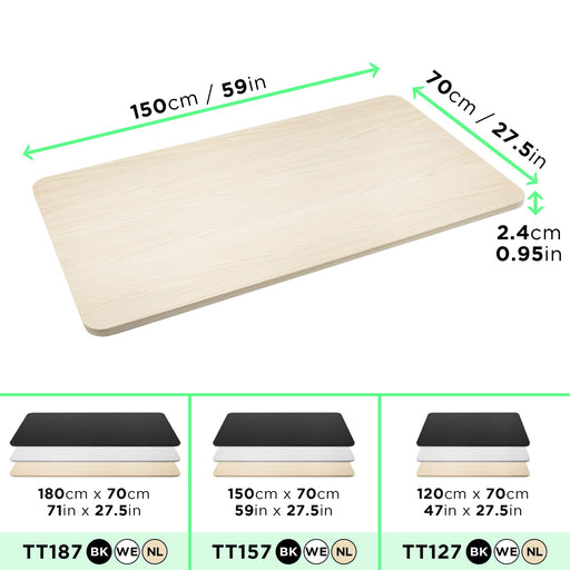 Duronic TT157 NL Tablero para escritorio | Superficie de tabla de 150 cm x 70 cm | Compatible solo con la gama de escritorios Duronic TM para crear estaciones de trabajo ergonómicas | Natural