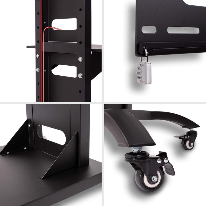 Duronic TVS4T1 Soporte de TV de Pie para Pantallas Planas de 30"-80" | Compatible con LCD/LED/OLED/QLED | Inclinación y Giro | VESA hasta 600x400 | Carga Máx. 82kg | Estante para Dispositivos Incluido