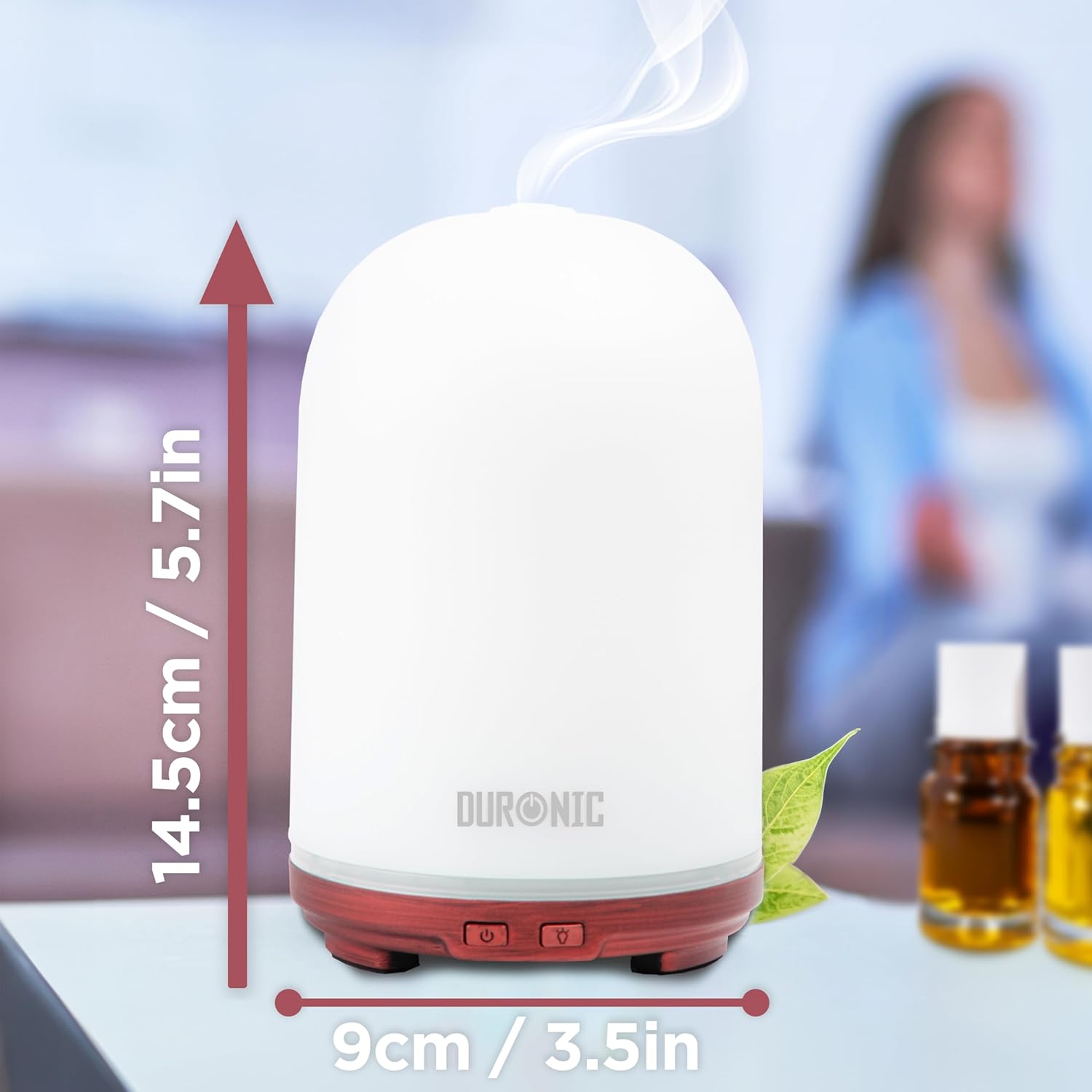 Duronic AD12 Difusor Aromas USB portátil, Brumizador aceites Esenciales, Purificador Aire Natural, Humidificador aromaterapia. Hogar Bienestar Relajación Descanso Perfume