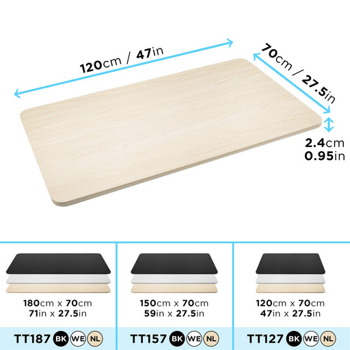 Duronic TT127 NL Tablero para escritorio | Superficie de tabla de 120 cm x 70 cm | Compatible solo con la gama de escritorios Duronic TM para crear estaciones de trabajo ergonómicas | Natural