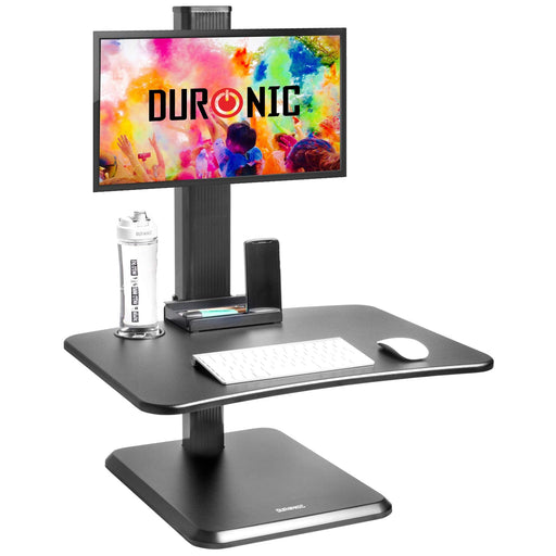 Duronic DM05D14 BK Mesa para ordenador | Escritorio Ajustable de 17 a 44cm con brazo de escritorio | Hasta 2 kg | Bandeja para teclado | Plataforma para Monitor | Trabaja de pie y sentado