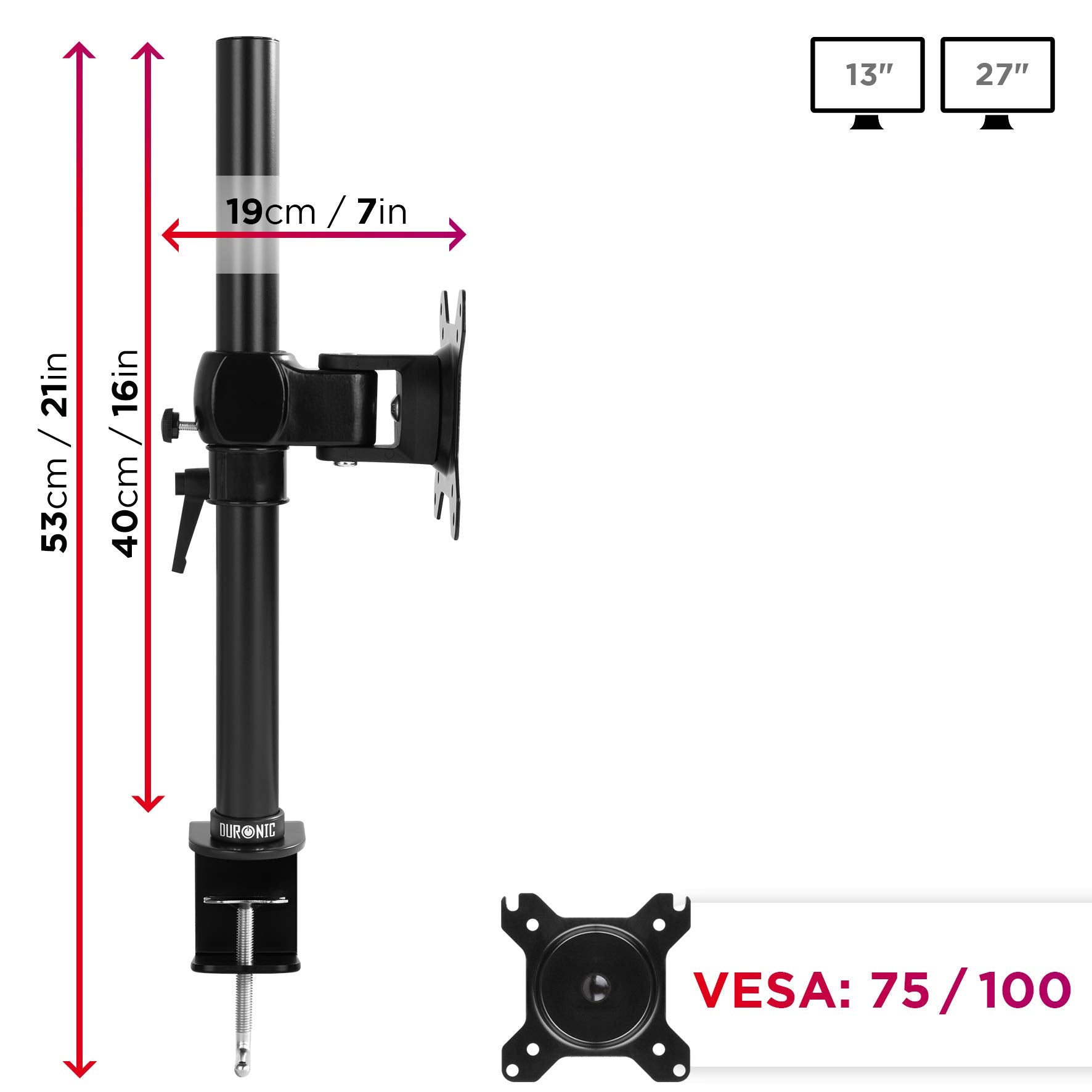 Duronic DM351X1 BK Brazo para Monitor de 13