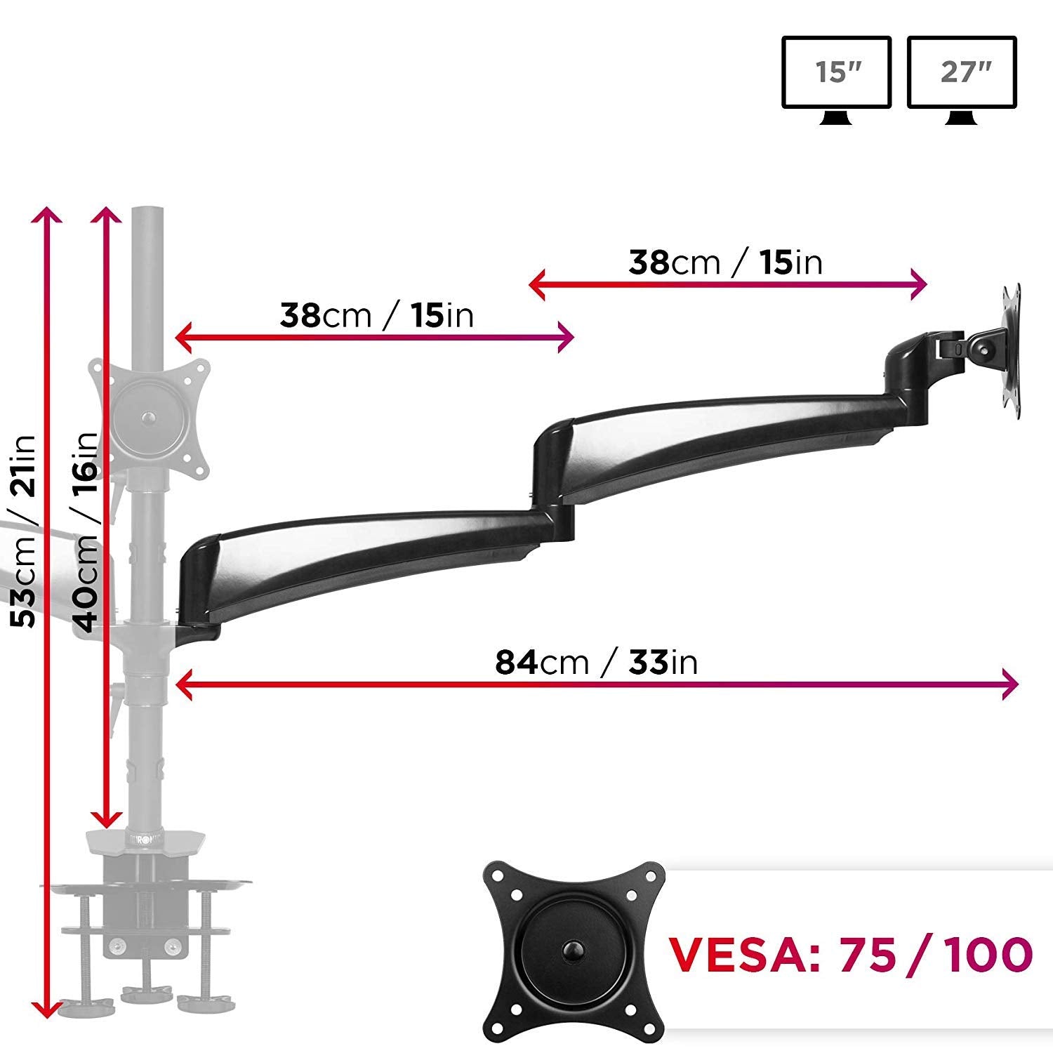 Duronic DM453 Brazo para Monitor triple de 13